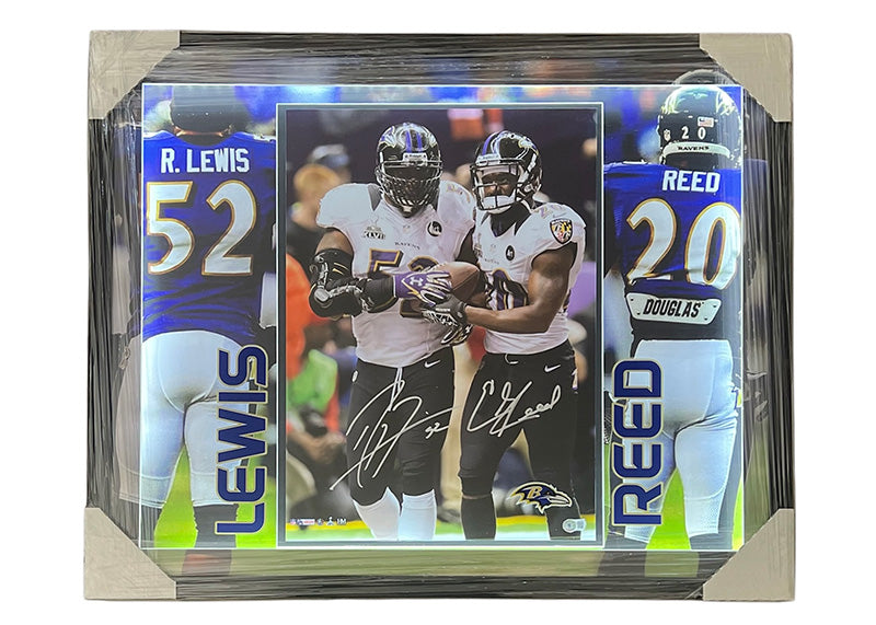 Ray Lewis & Ed Reed Baltimore Ravens Signed 3D LED Light  16x20 Photo Beckett