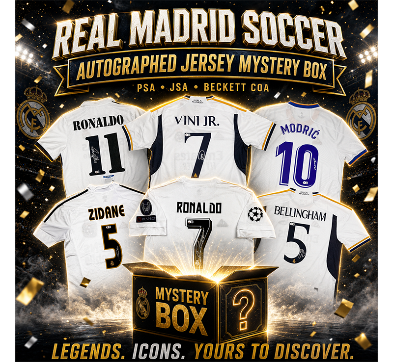 Real Madrid Autographed/Signed Soccer Jersey Mystery Box with PSA JSA or Beckett COA