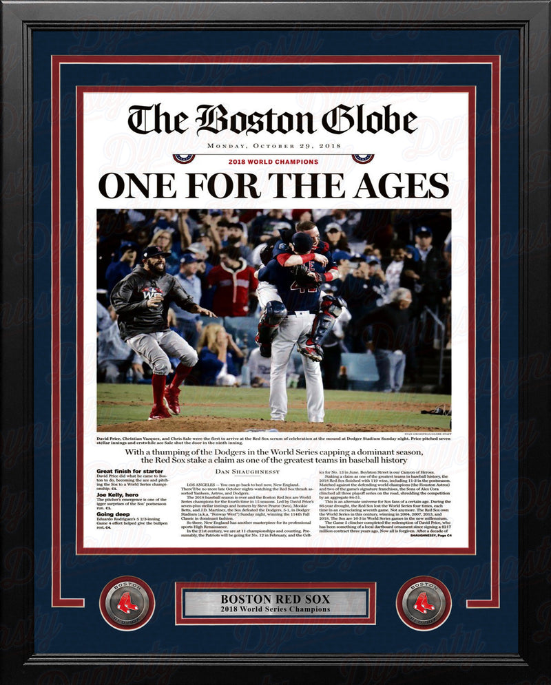 Boston Red Sox 2018 World Series Champions Framed Boston Globe Photo