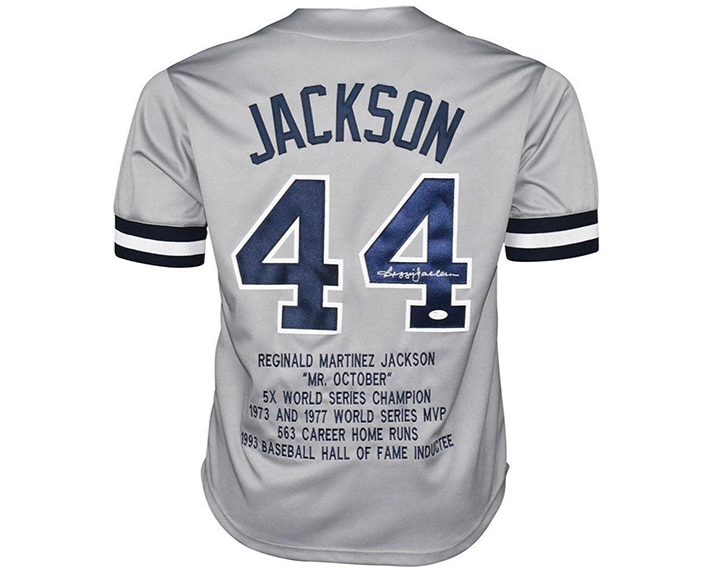 Reggie Jackson Signed Custom New York Stats Grey Baseball Jersey (JSA)