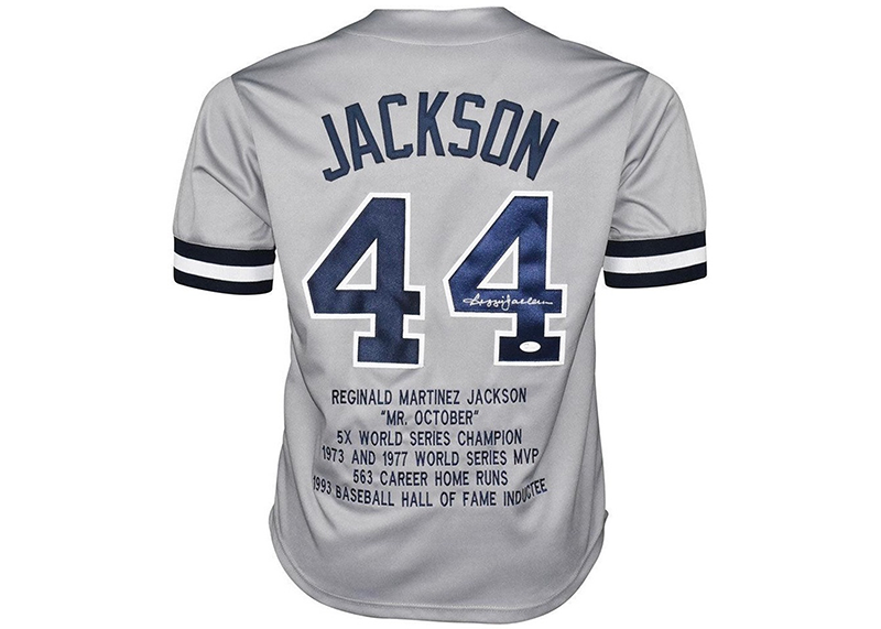 Reggie Jackson Signed Custom New York Stats Grey Baseball Jersey (JSA)