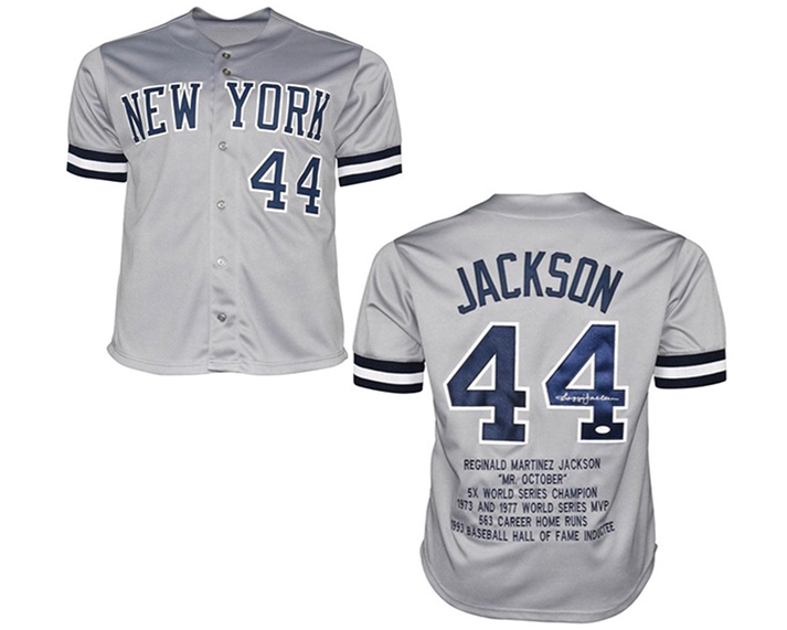 Reggie Jackson Signed Custom New York Stats Grey Baseball Jersey (JSA)