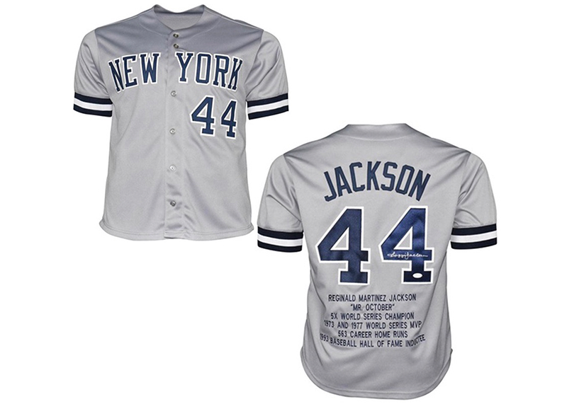 Reggie Jackson Signed Custom New York Stats Grey Baseball Jersey (JSA)