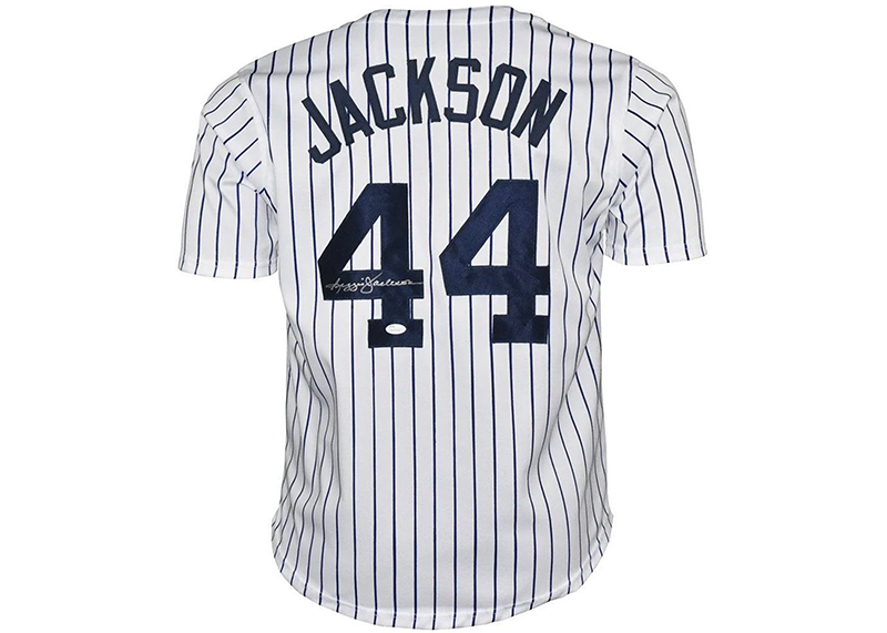 Reggie Jackson Signed New York White PinStrip Baseball Jersey JSA