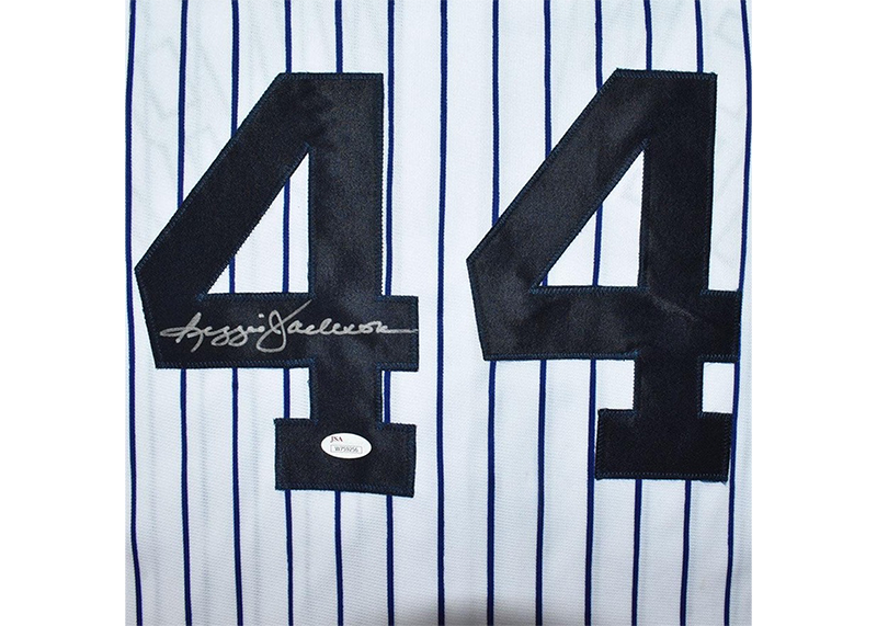 Reggie Jackson Signed Custom New York Stats White PinStrip Baseball Jersey JSA