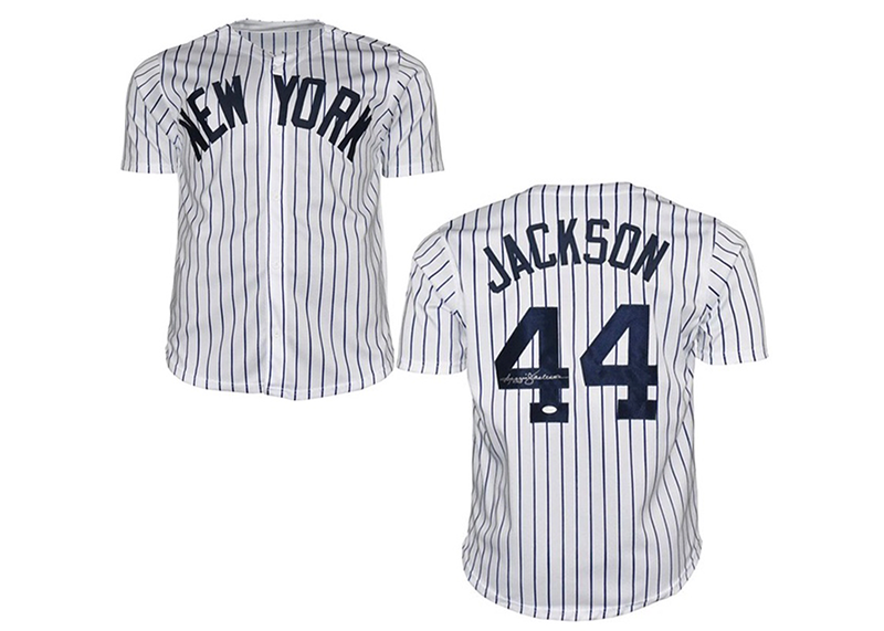 Reggie Jackson Signed New York White PinStrip Baseball Jersey JSA