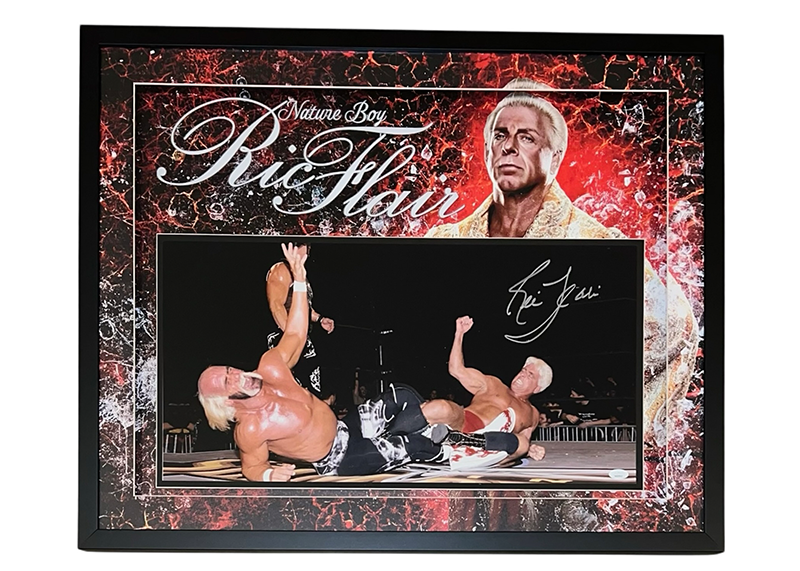 Ric Flair Signed 31.5 x 25.5 WWE Photo w/ Hulk Hogan 3D Frame JSA