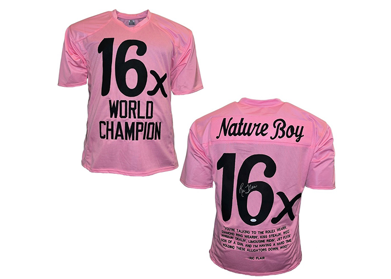 Ric Flair Signed Custom Pink Stats Jersey JSA