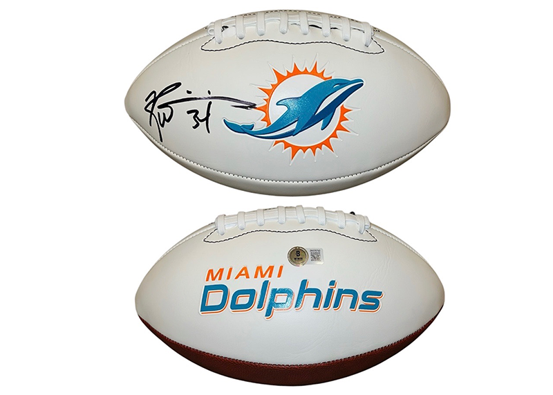 Ricky Williams Autographed Miami Dolphins Logo Football Beckett