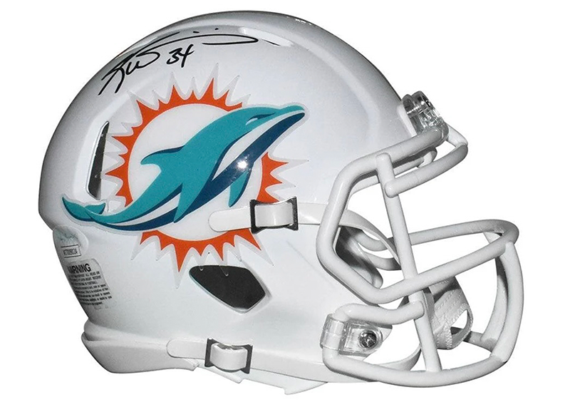 Ricky Williams Signed Miami Dolphins Speed Mini White Football Helmet JSA