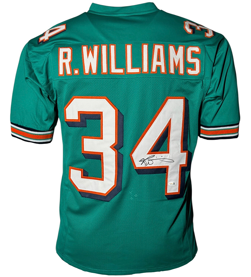Ricky Williams Signed Teal Miami Football Jersey JSA