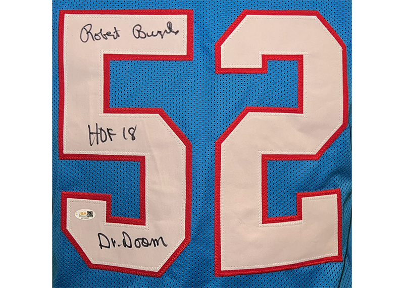 Robert Brazile Signed Houston Blue Football Jersey JSA HOF Inscription