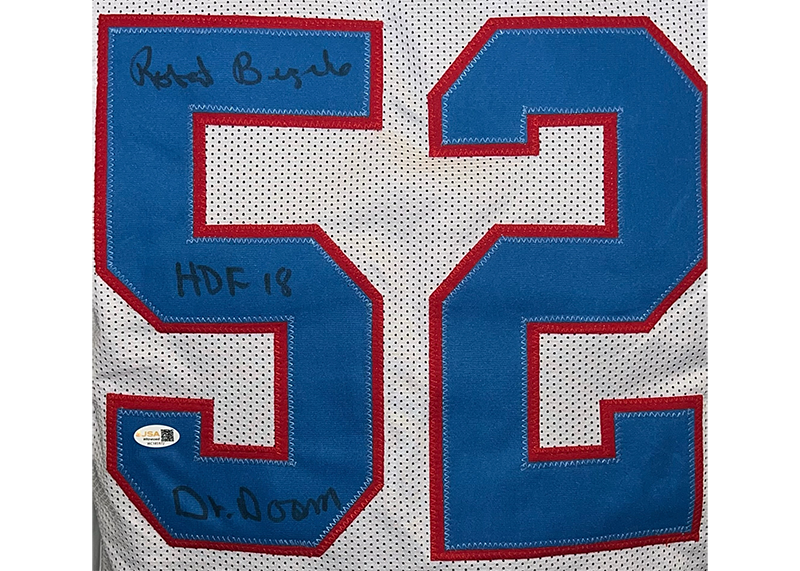 Robert Brazile Signed Houston White Football Jersey JSA HOF Inscription