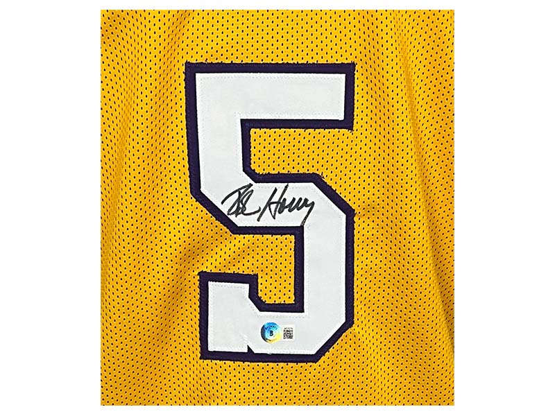Robert Horry Signed Los Angeles Yellow Basketball Jersey Beckett