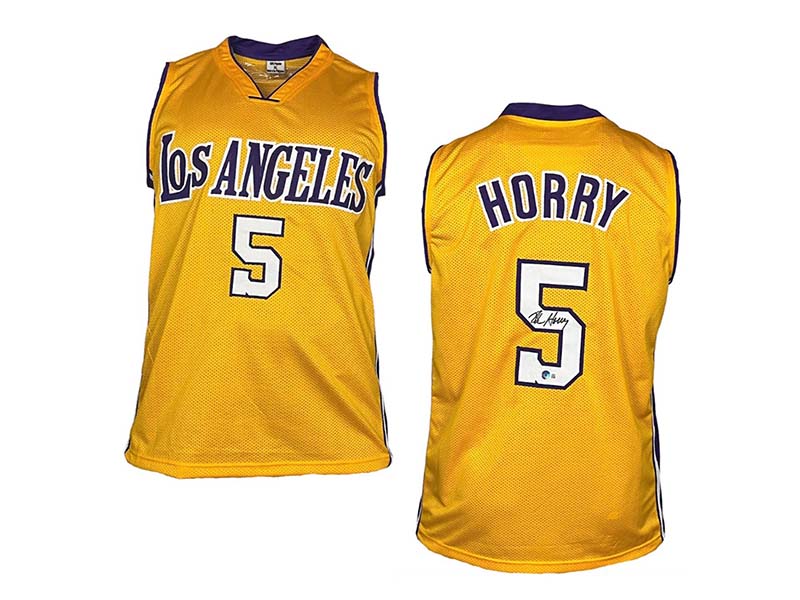 Robert Horry Signed Los Angeles Yellow Basketball Jersey Beckett