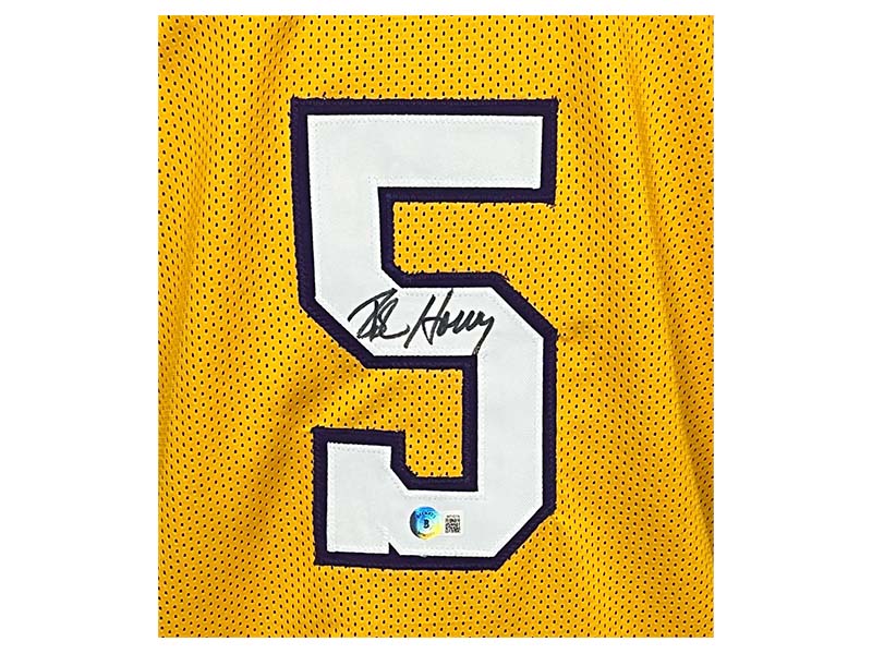 Robert Horry Signed Custom Los Angeles Yellow Basketball Jersey Beckett