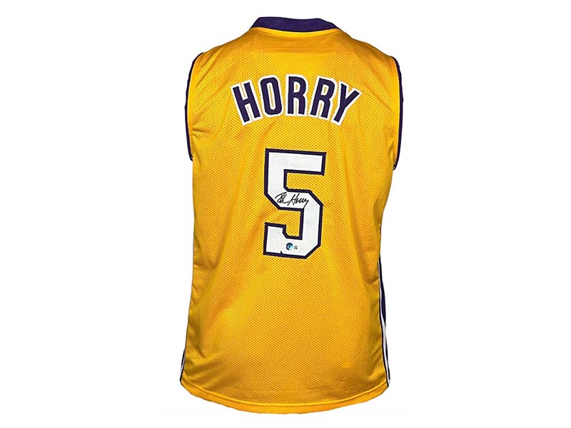 Robert Horry Signed Los Angeles Yellow Basketball Jersey Beckett