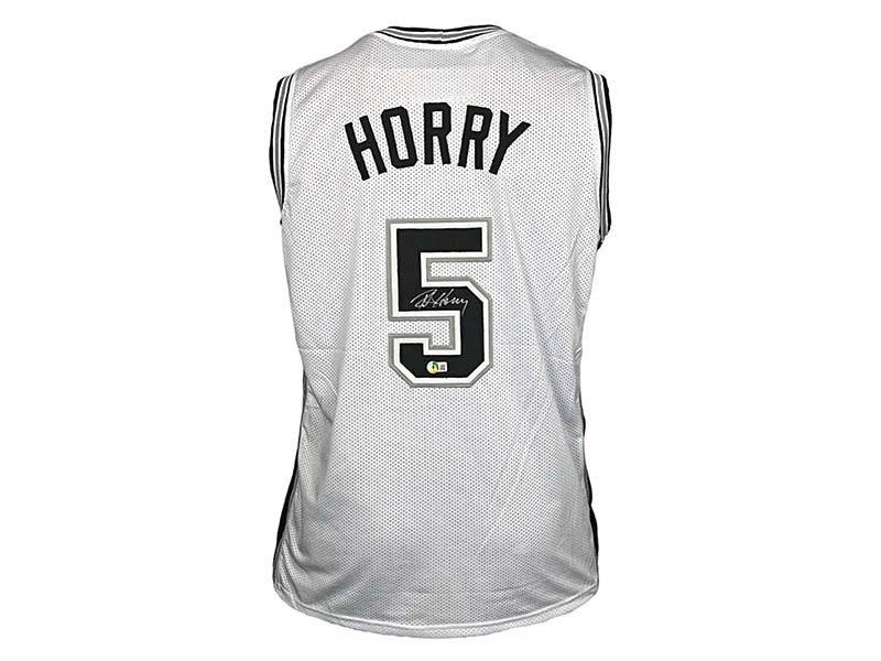 Robert Horry Signed San Antonio White Basketball Jersey Beckett