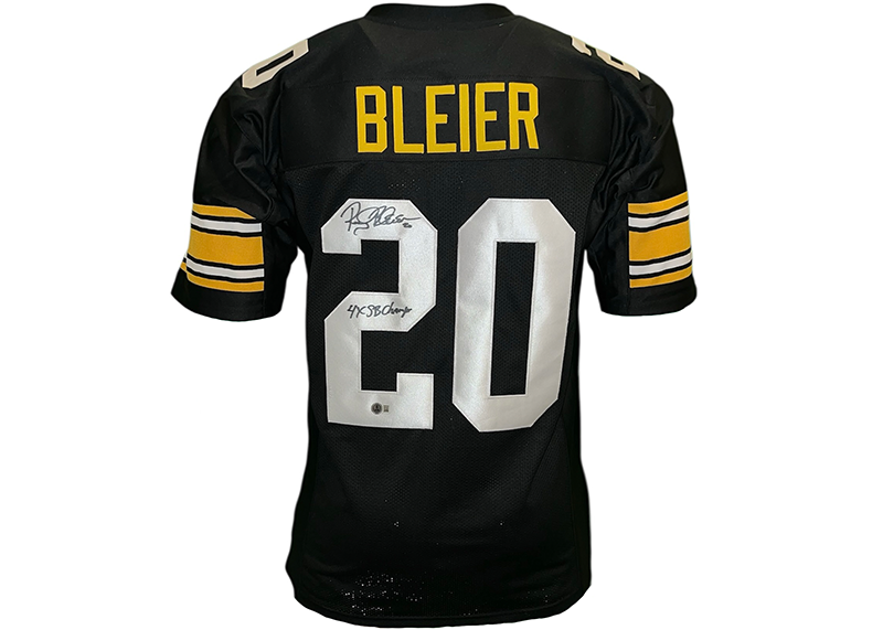 Rocky Bleier Signed Pittsburgh Black Football Jersey Beckett