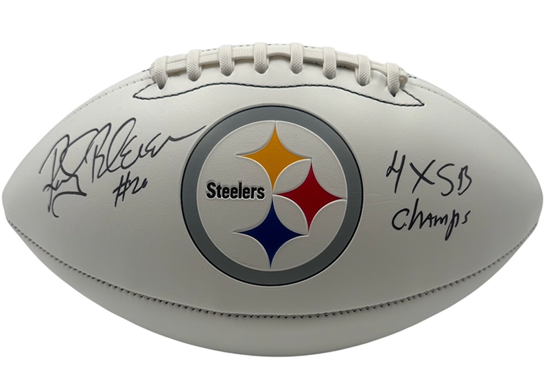 Rocky Bleier Signed Pittsburgh Steelers Logo Football with "4X SB Champs"