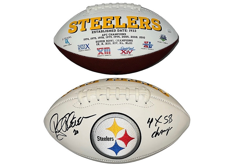 Rocky Bleier Signed Pittsburgh Steelers Logo Football JSA 4X SB Champ Insc