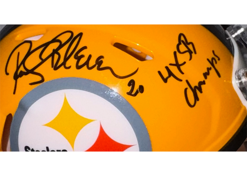 Rocky Bleier Signed Pittsburgh Steelers Throwback Mini Helmet JSA