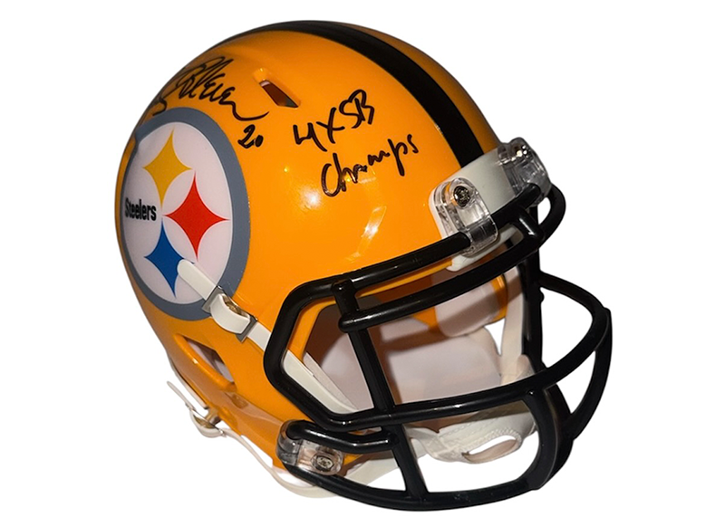 Rocky Bleier Signed Pittsburgh Steelers Throwback Mini Helmet JSA