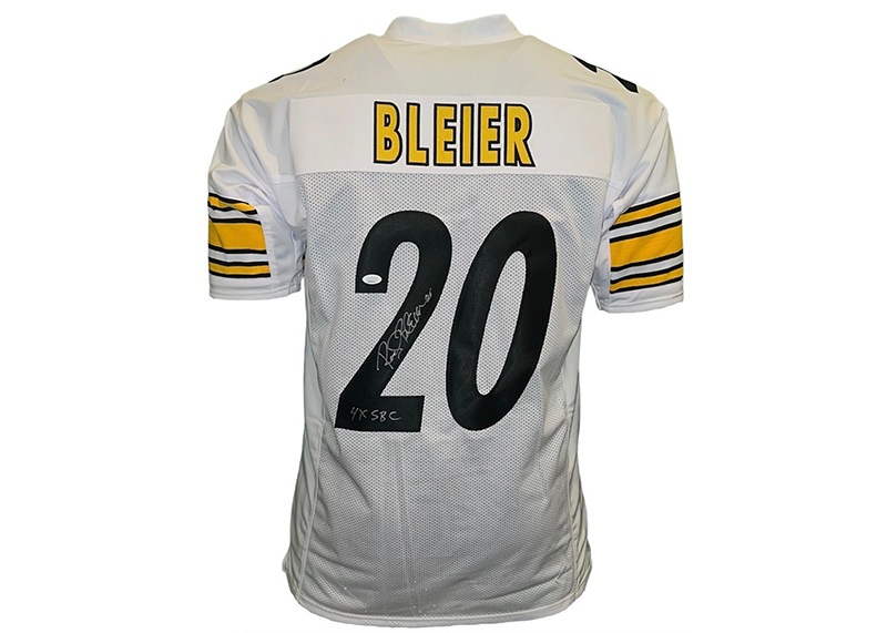 Rocky Bleier Signed Pittsburgh White Football Jersey 4X SB Champ Insc JSA