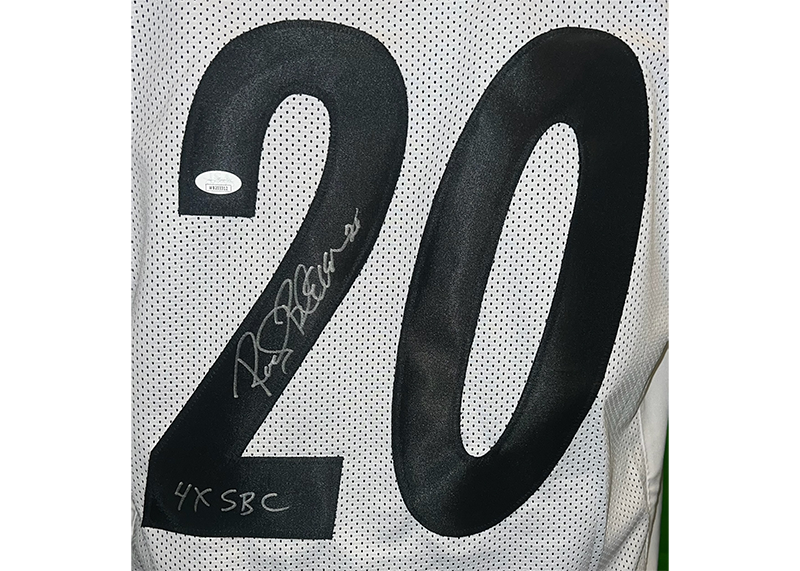 Rocky Bleier Signed Pittsburgh White Football Jersey 4X SB Champ Insc JSA