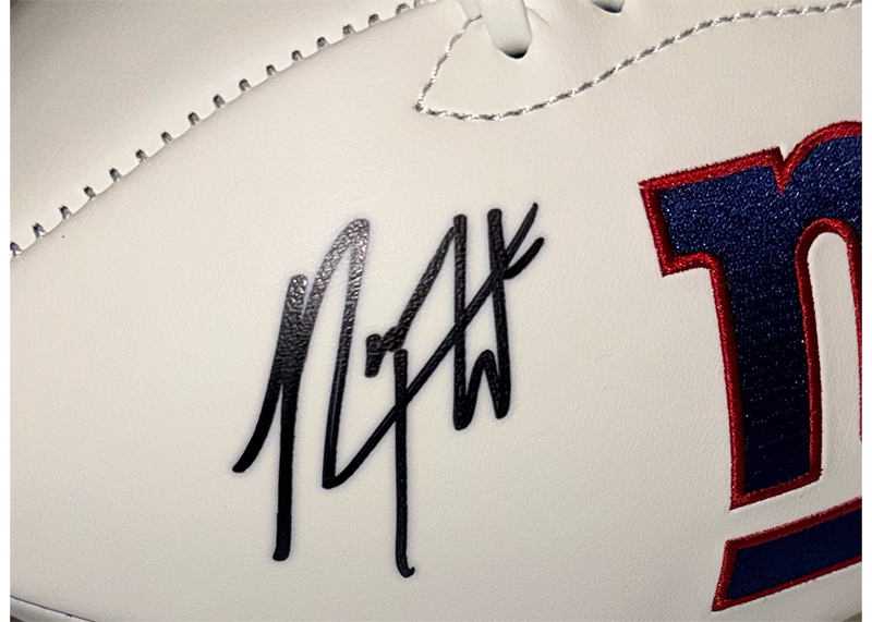 Rodney Hampton Signed New York Giants Logo Football Beckett