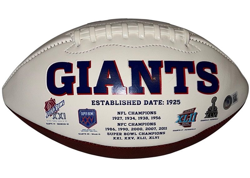 Rodney Hampton Signed New York Giants Logo Football Beckett