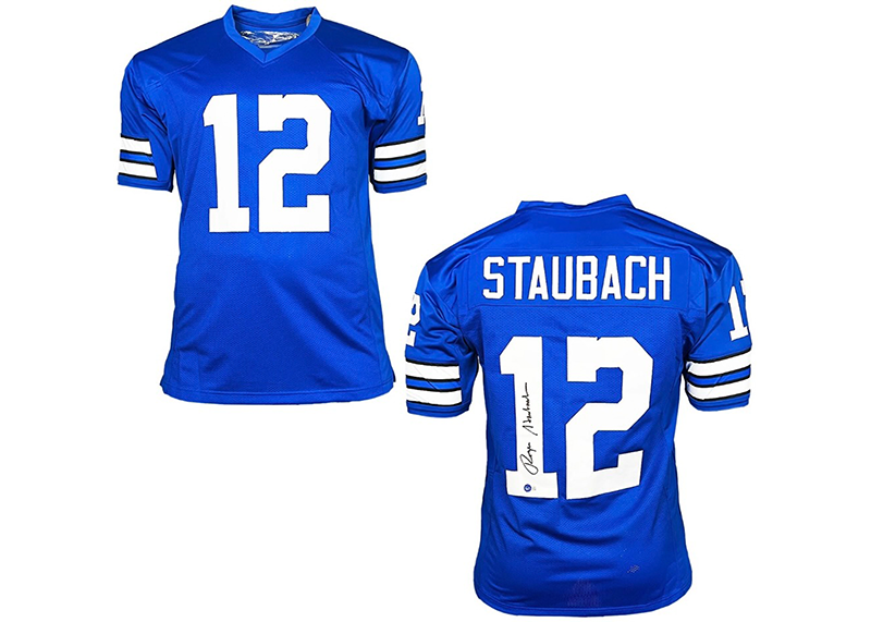 Roger Staubach Signed Custom Royal Blue Football Jersey Beckett