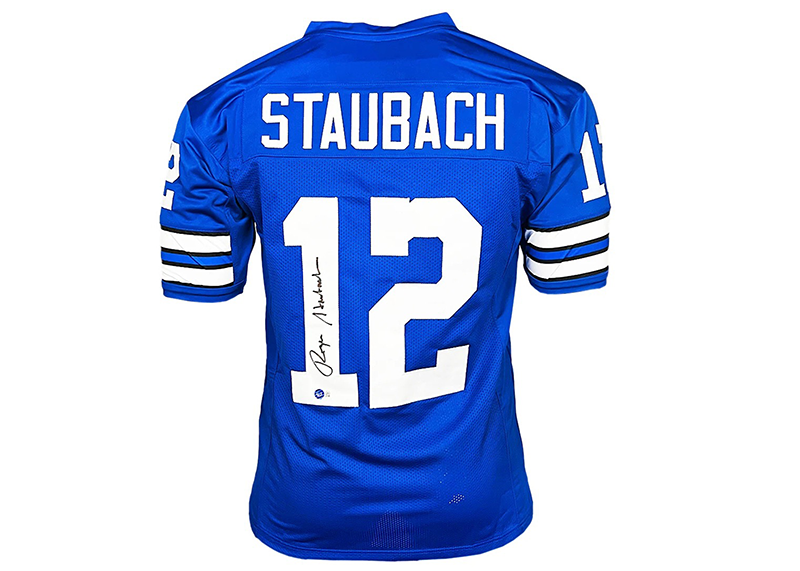 Roger Staubach Signed Custom Royal Blue Football Jersey Beckett