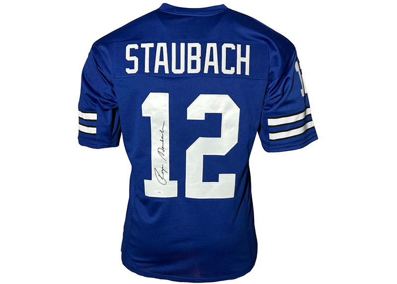 Roger Staubach Signed Dallas Blue Football Jersey JSA