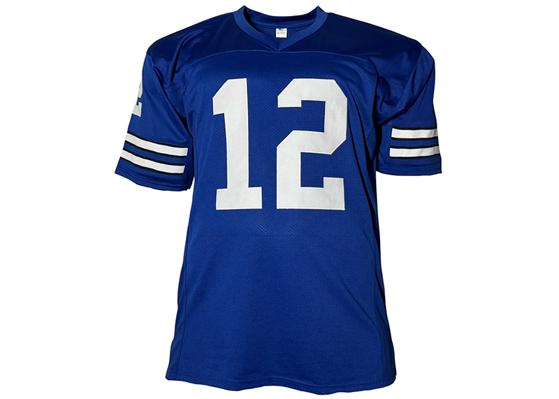 Roger Staubach Signed Dallas Blue Football Jersey JSA