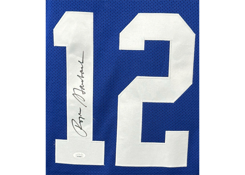 Roger Staubach Signed Dallas Blue Stat Football Jersey JSA