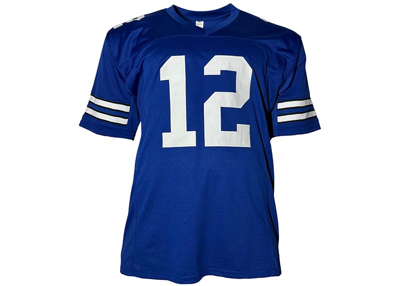 Roger Staubach Signed Dallas Blue Stat Football Jersey JSA