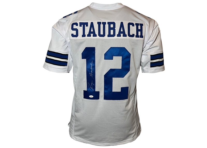 Roger Staubach Signed Dallas White Football Jersey JSA