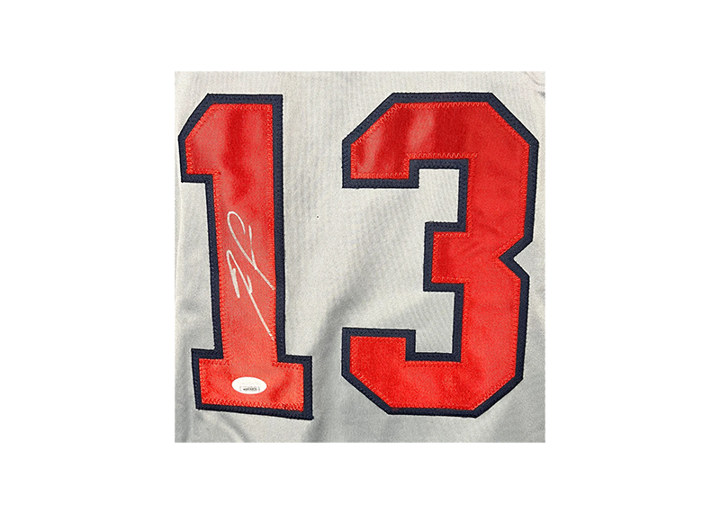 Ronald Acuna Jr. Autographed Grey Atlanta Custom Baseball Jersey JSA