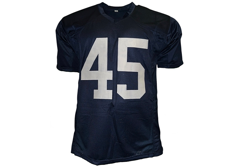 Rudy Ruettiger Signed College Blue Football Jersey JSA Never Give Up Inscription