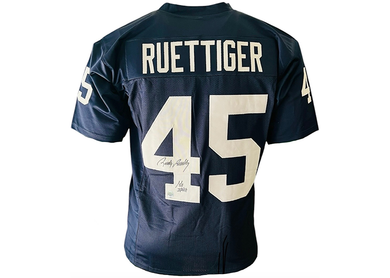 Rudy Ruettiger Signed Go Irish Insc Custom College Blue Football Jersey