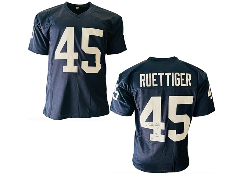 Rudy Ruettiger Signed Go Irish Insc Custom College Blue Football Jersey