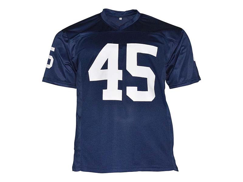 Rudy Ruettiger Signed Never Quit Insc College Blue Football Jersey (JSA)