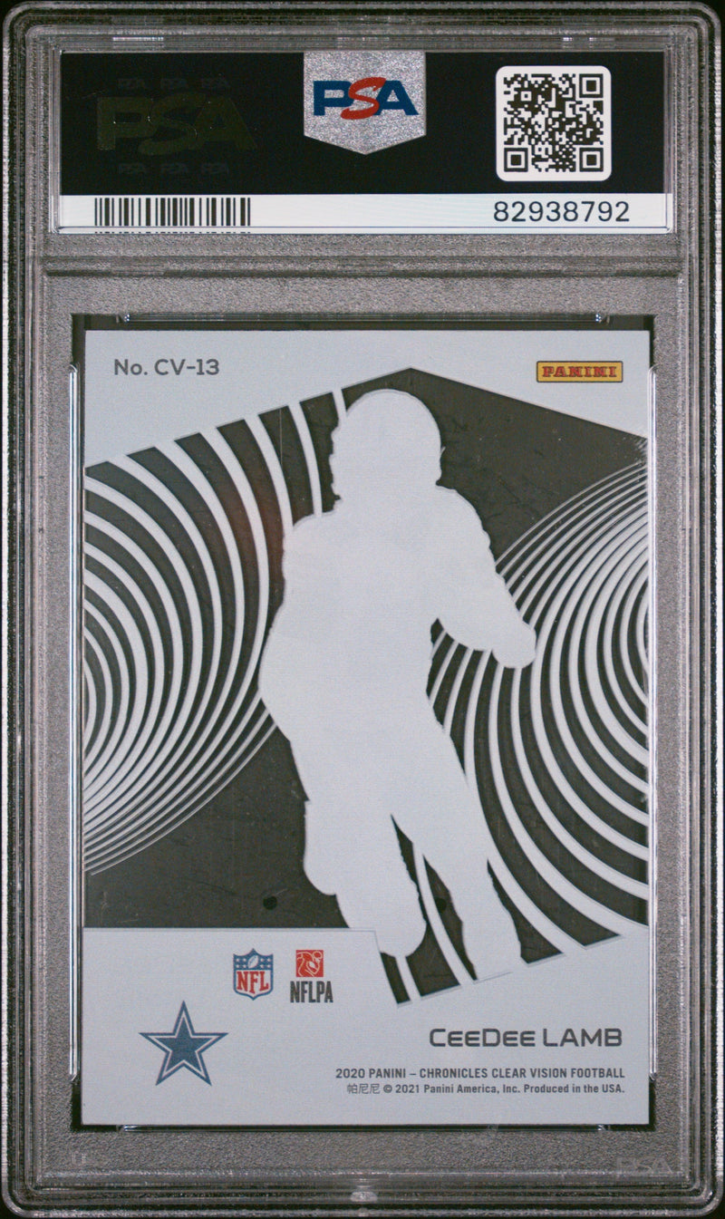 Graded 2020 Panini Chronicles CeeDee Lamb #CV13 Clear Vision Rookies Rookie RC Football Card PSA 10 Gem Mint