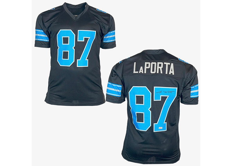 Sam LaPorta Signed Custom Black Football Jersey Beckett