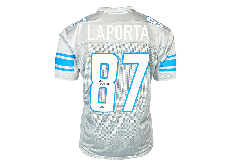 Sam LaPorta Signed Detroit Grey Football Jersey Beckett