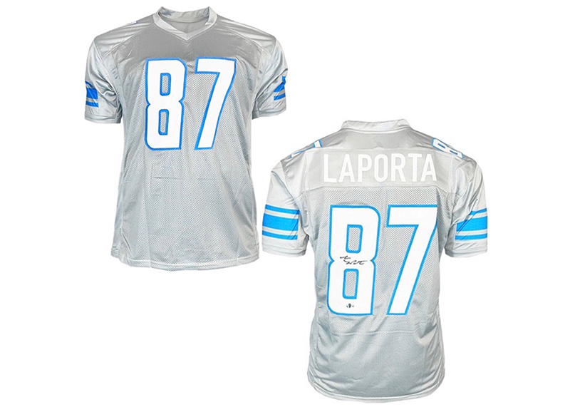 Sam LaPorta Signed Detroit Grey Football Jersey Beckett