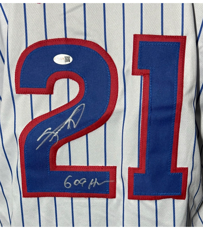 Sammy Sosa Signed Chicago Pinstripe Baseball Jersey JSA