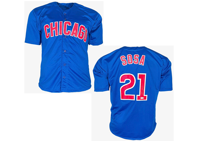 Sammy Sosa Signed Chicago Blue Baseball Jersey Beckett