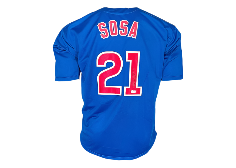Sammy Sosa Signed Chicago Blue Baseball Jersey Beckett